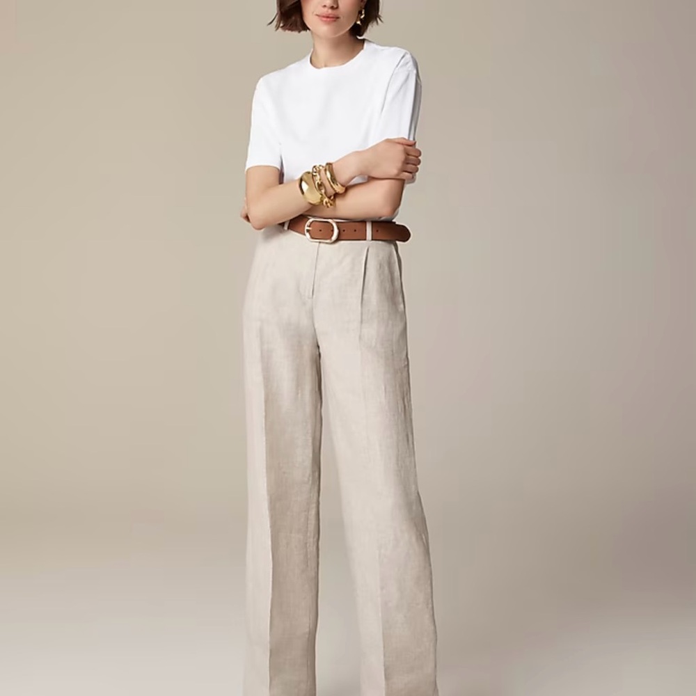 Jcrew wide leg essential linen pant